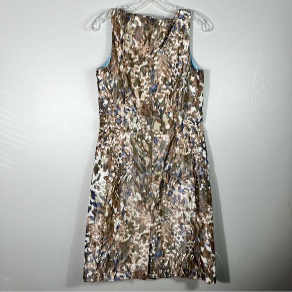 Peruvian Connection Brown Dot Print Sleeveless Ruched Shift Dress Size 6 Office - Picture 5 of 5